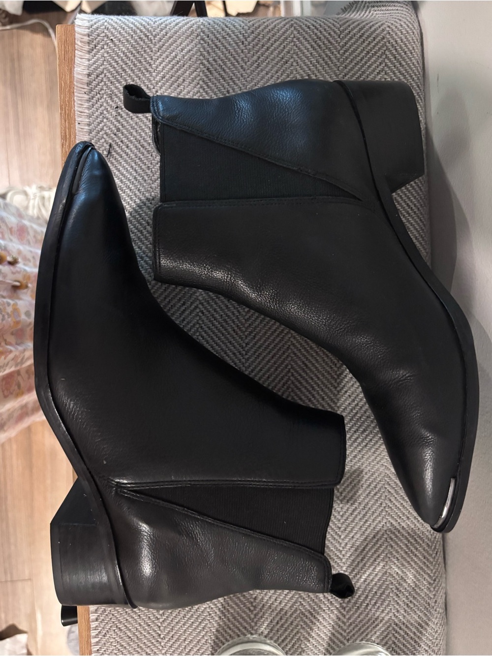 Vince Camuto Black Pointed Toe Ankle Booties - Picture 6 of 13